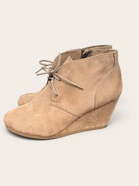 Universal Thread Taupe Suede Wedge Booties